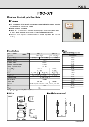 FXO-37FL Datasheet PDF Kyocera Kinseki Corpotation
