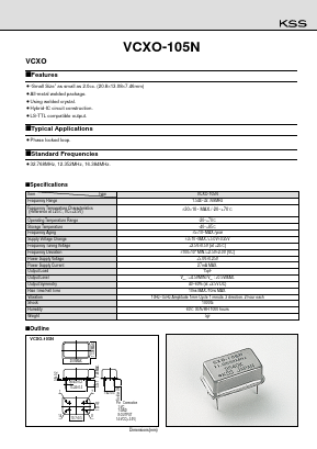 VCXO-105N Datasheet PDF Kyocera Kinseki Corpotation