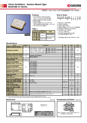 KC2016B40.0000C1SE00 Datasheet PDF Kyocera Kinseki Corpotation