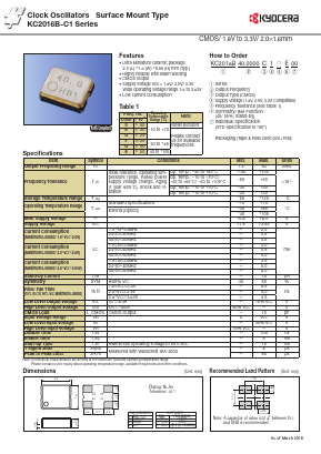KC2016B-C1 Datasheet PDF Kyocera Kinseki Corpotation