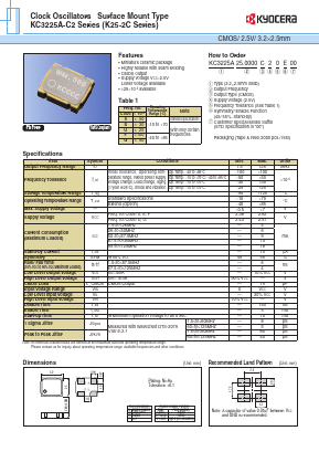KC3225A-C2 Datasheet PDF Kyocera Kinseki Corpotation