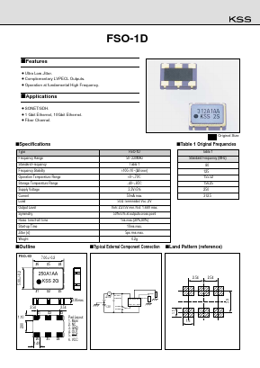 FSO-1D Datasheet PDF Kyocera Kinseki Corpotation