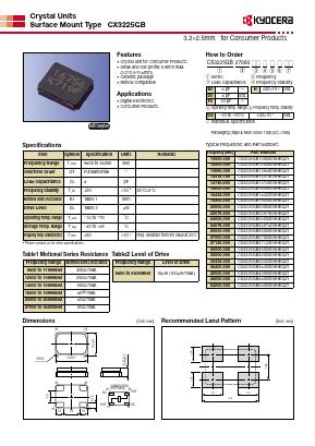 CX3225GB24576D0HEQZ1 Datasheet PDF Kyocera Kinseki Corpotation