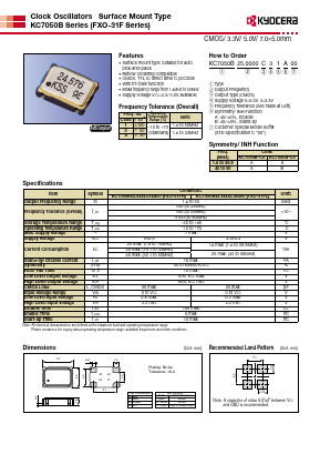 KC7050B25.0000C31A00 Datasheet PDF Kyocera Kinseki Corpotation