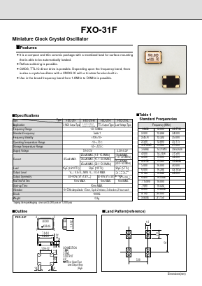 FXO-31FH Datasheet PDF Kyocera Kinseki Corpotation