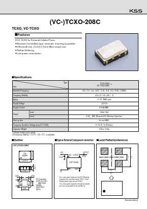 TCXO-208C Datasheet PDF Kyocera Kinseki Corpotation
