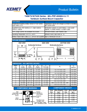 T429C105J020RB4251 Datasheet PDF KEMET