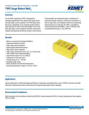 T495D337M006ANE800 Datasheet PDF KEMET