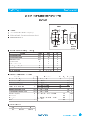 2SB931 Datasheet PDF KEXIN Industrial