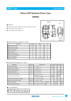 2SB968 Datasheet PDF KEXIN Industrial