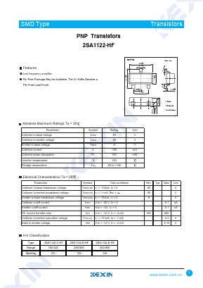 2SA1122-E-HF Datasheet PDF KEXIN Industrial
