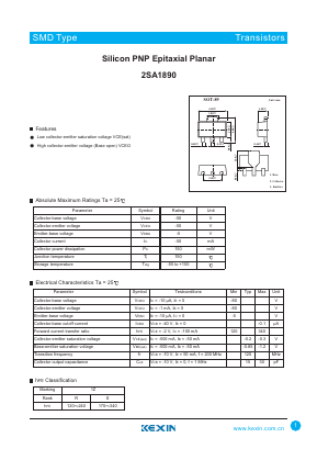 2SA1890 Datasheet PDF KEXIN Industrial