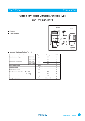2SD1252 Datasheet PDF KEXIN Industrial