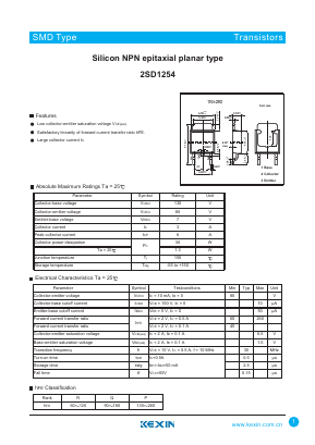 2SD1254 Datasheet PDF KEXIN Industrial