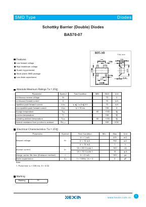 BAS70-07 Datasheet PDF KEXIN Industrial