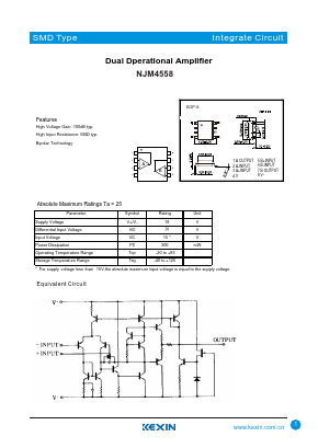 NJM4558 Datasheet PDF KEXIN Industrial
