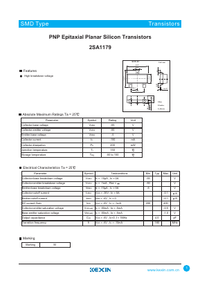 2SA1179 Datasheet PDF KEXIN Industrial