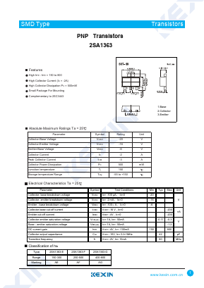 2SA1363-E Datasheet PDF KEXIN Industrial