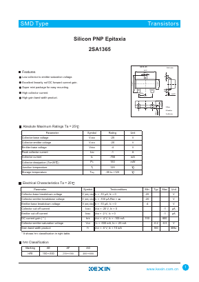 2SA1365 Datasheet PDF KEXIN Industrial