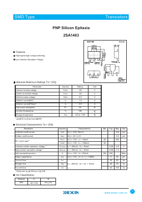 2SA1463 Datasheet PDF KEXIN Industrial