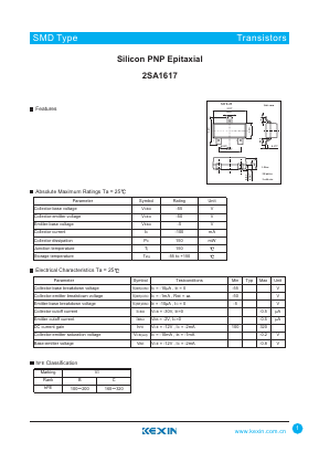 2SA1617 Datasheet PDF KEXIN Industrial