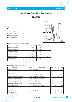 2SA1729 Datasheet PDF KEXIN Industrial