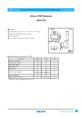 2SA1734 Datasheet PDF KEXIN Industrial