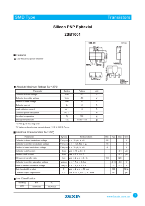 2SB1001 Datasheet PDF KEXIN Industrial