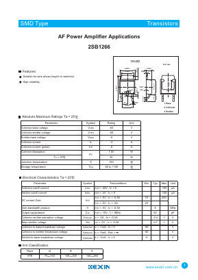 2SB1266 Datasheet PDF KEXIN Industrial