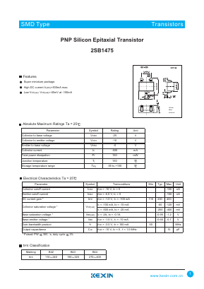 2SB1475 Datasheet PDF KEXIN Industrial