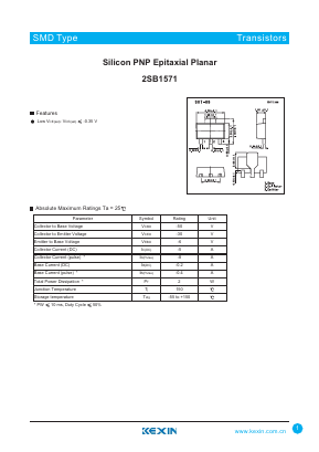 2SB1571 Datasheet PDF KEXIN Industrial