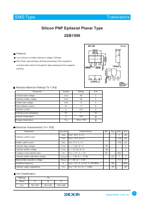 2SB1599 Datasheet PDF KEXIN Industrial