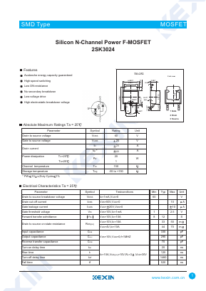 2SK3024 Datasheet PDF KEXIN Industrial