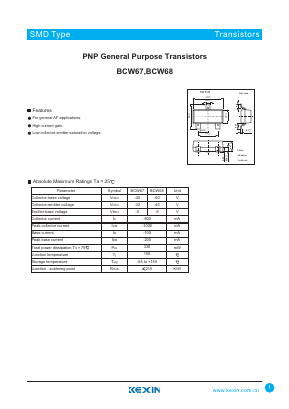 BCW67 Datasheet PDF KEXIN Industrial