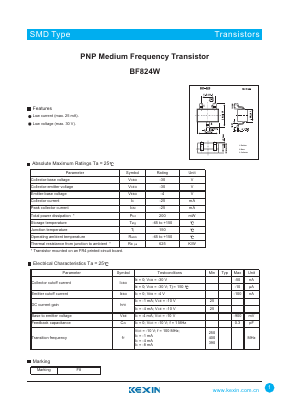 BF824W Datasheet PDF KEXIN Industrial