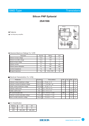 2SA1566 Datasheet PDF KEXIN Industrial