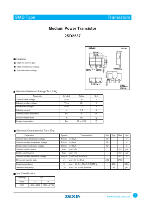 2SD2537 Datasheet PDF KEXIN Industrial