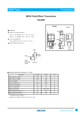 2SJ605 Datasheet PDF KEXIN Industrial