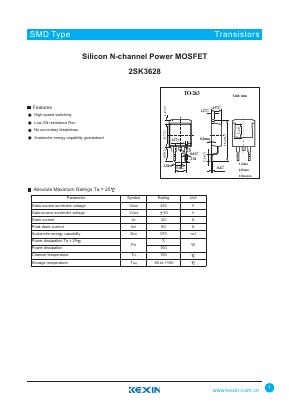 K3628 Datasheet PDF KEXIN Industrial