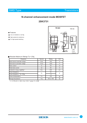 2SK3731 Datasheet PDF KEXIN Industrial