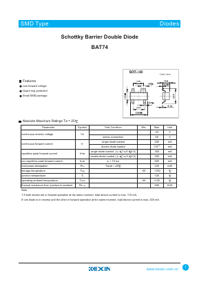 BAT74 Datasheet PDF KEXIN Industrial