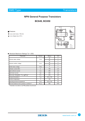 BC849 Datasheet PDF KEXIN Industrial