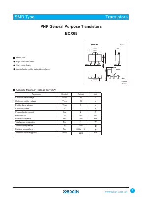 BCX68 Datasheet PDF KEXIN Industrial