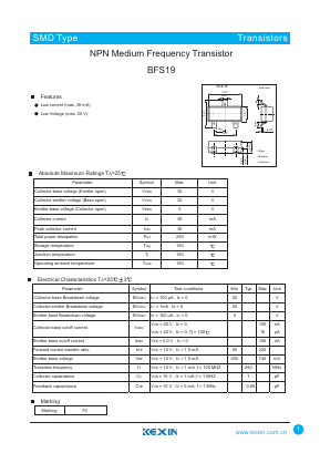 BFS19 Datasheet PDF KEXIN Industrial