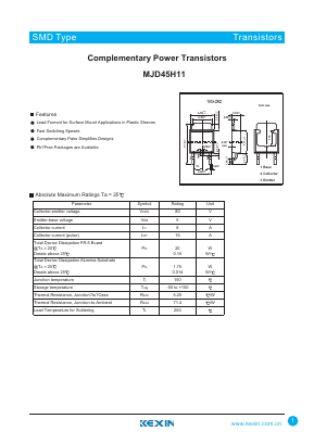 MJD45H11 Datasheet PDF KEXIN Industrial