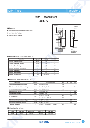 B772 Datasheet PDF KEXIN Industrial