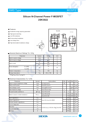2SK3022 Datasheet PDF KEXIN Industrial