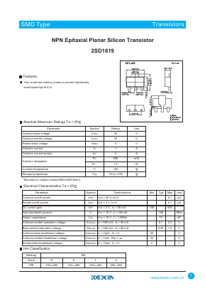 2SD1619 Datasheet PDF KEXIN Industrial