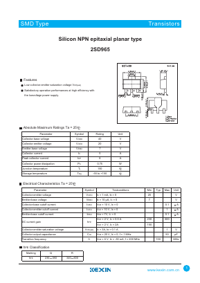 2SD965 Datasheet PDF KEXIN Industrial