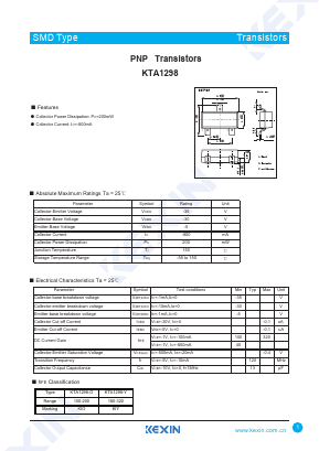 KTA1298-O Datasheet PDF KEXIN Industrial